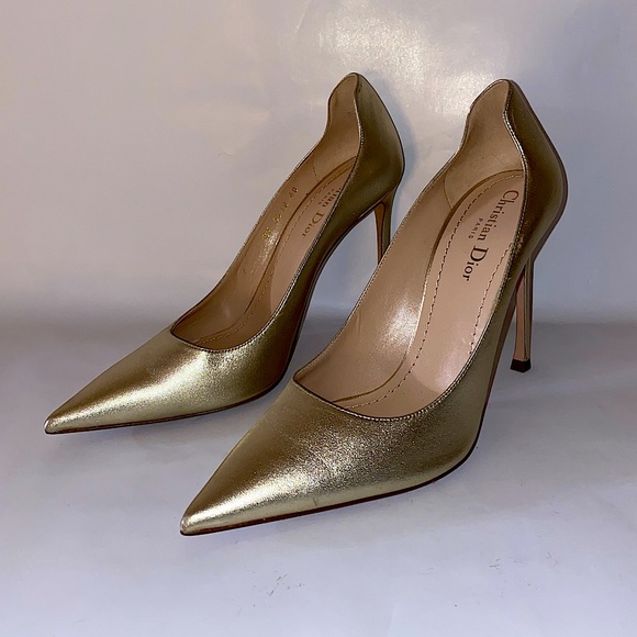 DIOR Metallic Lambskin Pointed Toe D-Moi Pumps 40 NEW - Picture 3 of 17